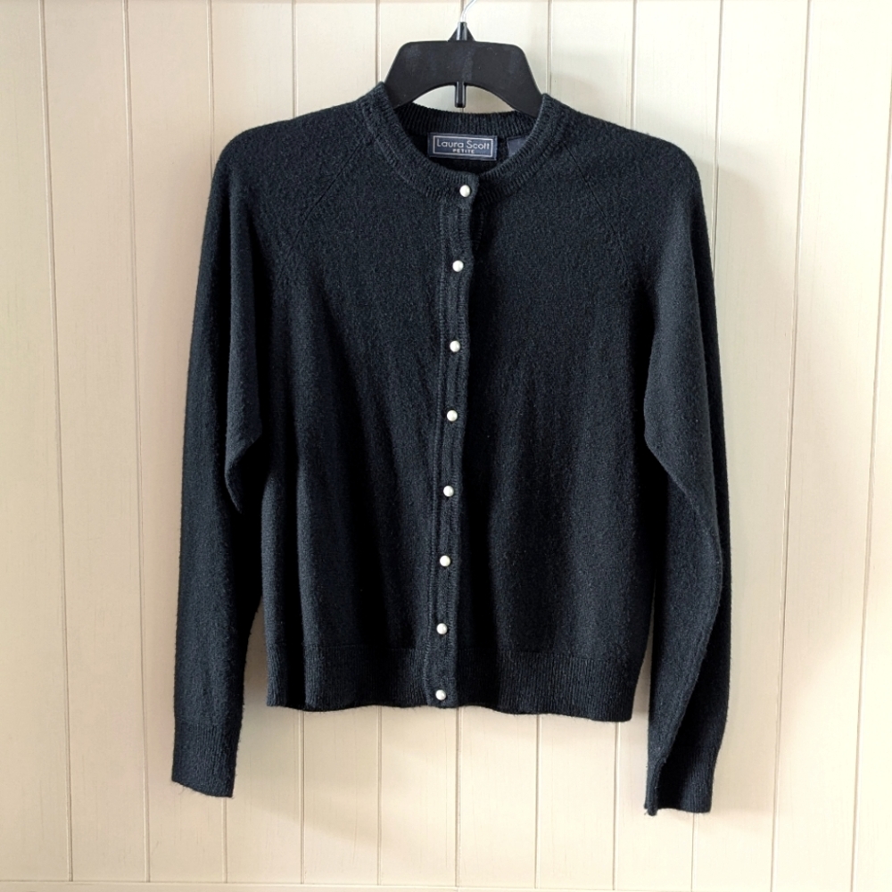 Laura Scott Petite Black Button-Up Cardigan XS